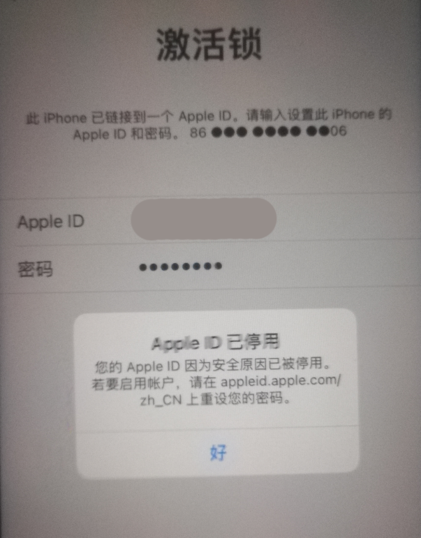 长海苹果手机维修分享iPhone 12 出现提示“Apple ID 已停用”怎么办 